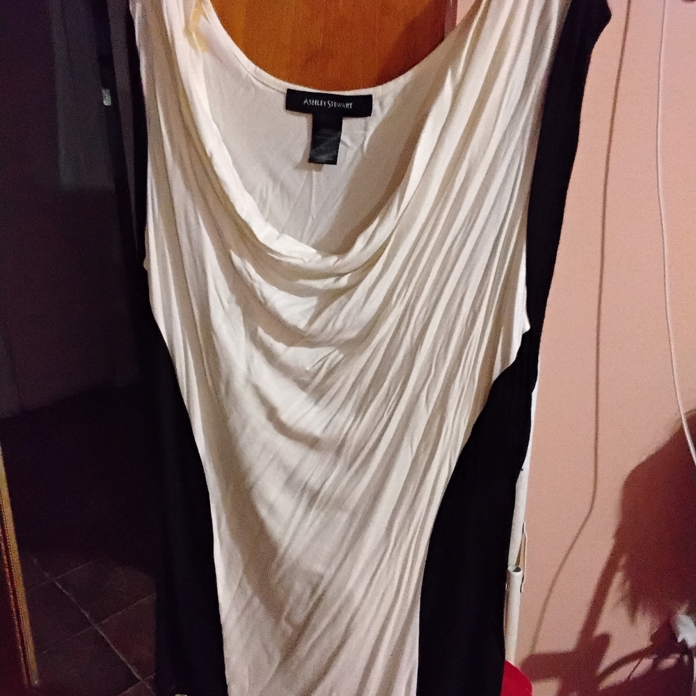 Ashley Stewart Monochrome Cowl Neck Top